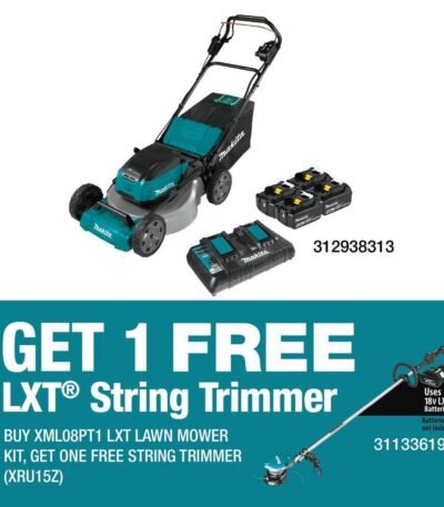 Makita 21 in. 18V X2 (36V) LXT Lithium-Ion Cordless Walk Behind Self Propelled Lawn Mower Kit with 4 Batteries (5.0 Ah) XML08PT1