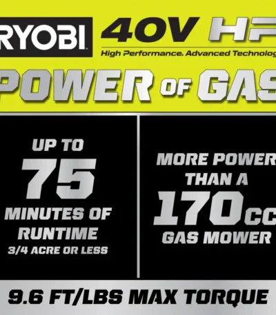 RYOBI 40V HP Brushless 21 in.Cordless Walk Behind Multi-Blade Self-Propelled Lawn Mower w/ (2) 6.0Ah Batteries and Charger RY40HPLM02K2
