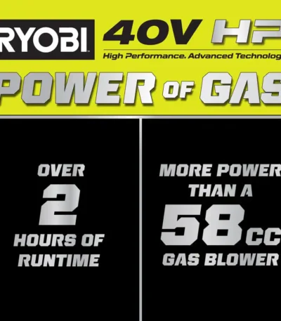 RYOBI 40V HP Brushless Whisper Series 180 MPH 850 CFM Cordless Battery Backpack Leaf Blower with 8.0 Ah Battery and Charger RY40HPLB02K