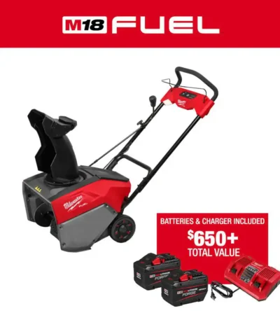 Milwaukee M18 FUEL 18V 21 in. Cordless Dual Battery Auger Propelled Single Stage Snow Blower w/ (2) 12.0 Ah Batteries, Charger 3036-22HD